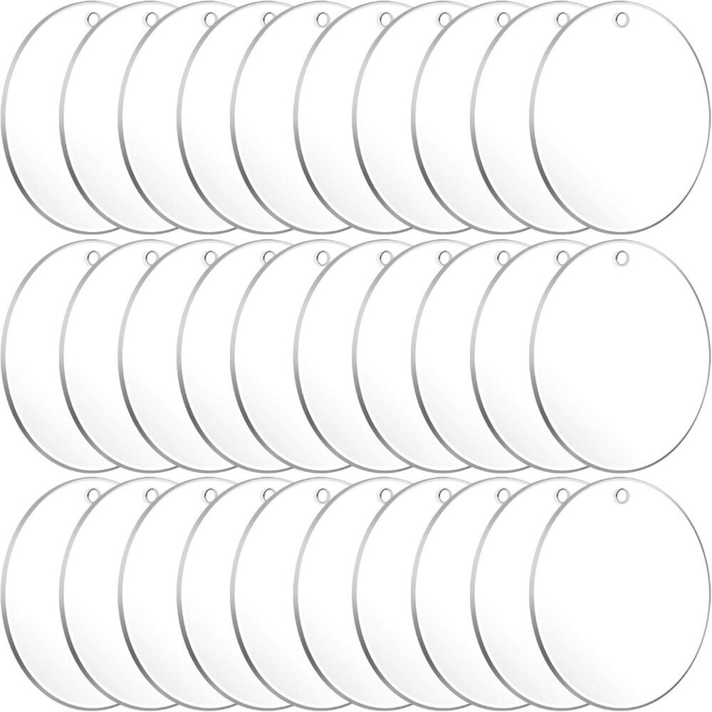 Acrylic Keychain Blanks, 30PCS Bulk Acrylic Circles Clear Disc Ornaments Blanks
